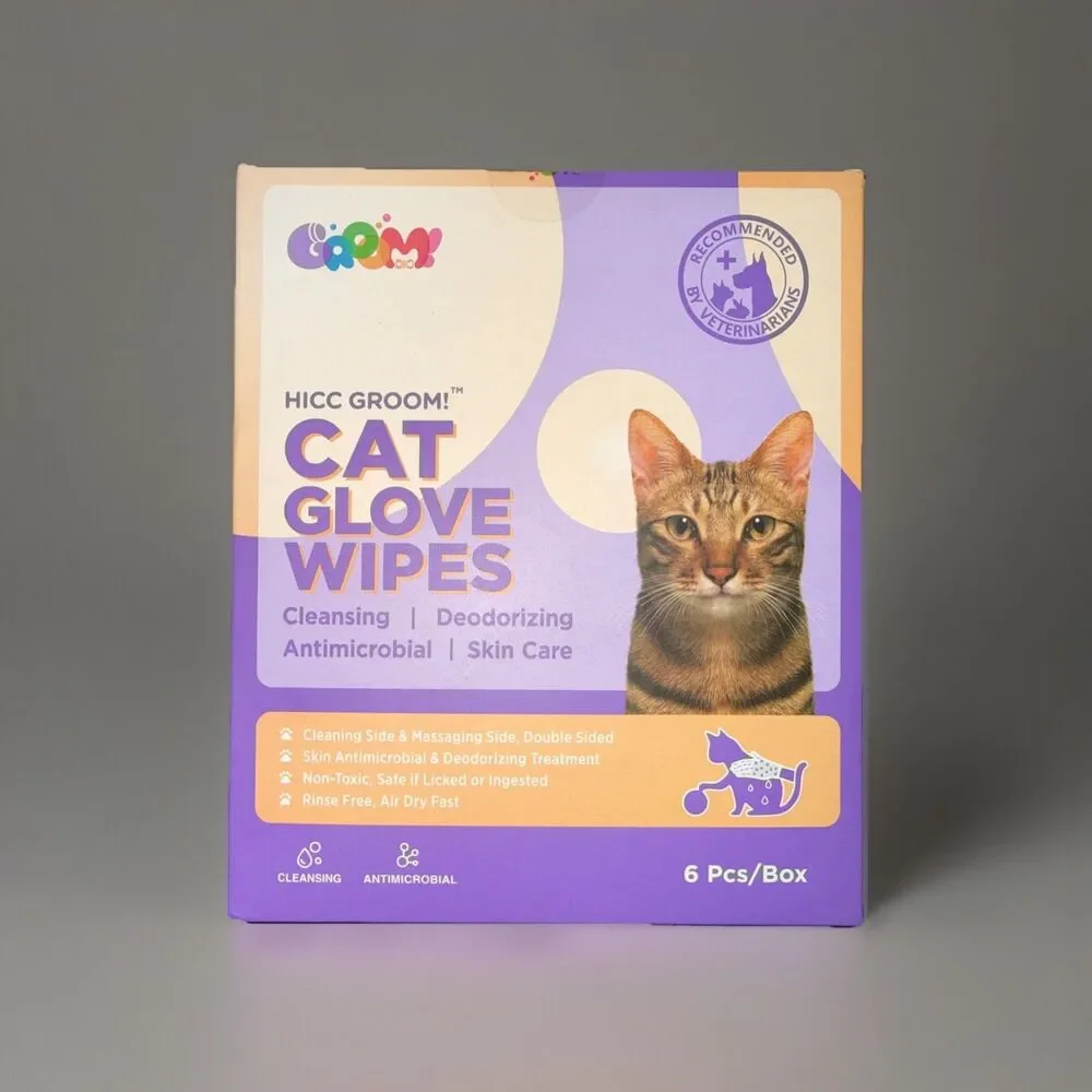 HICC GROVE! Cat Glove Wipes, Hypoallergenic, High Quality Individually Packaged